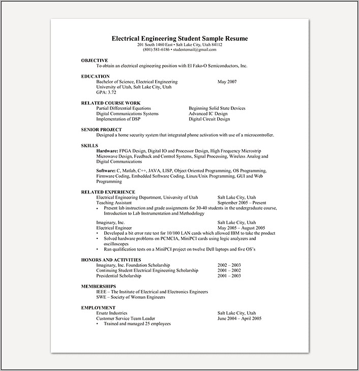Resume Writing Examples For Freshers