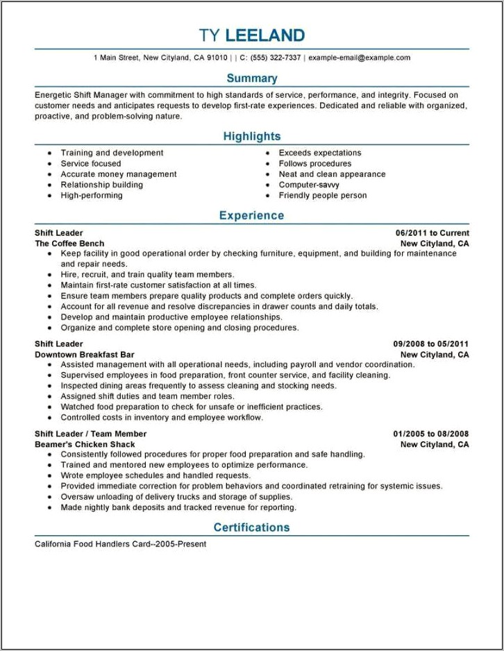 Resume Writing For Management Position