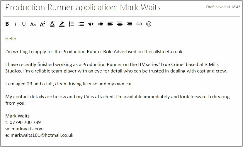 Runner Job Description For Resume