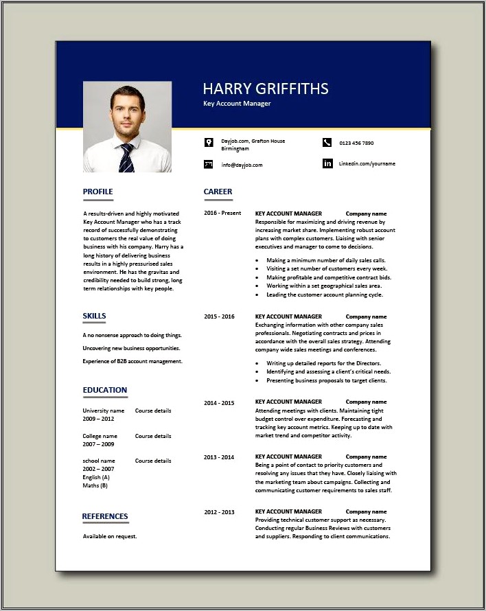 Sales Account Manager Resume Format