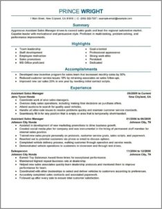 Sales Manager Resume Examples Pdf