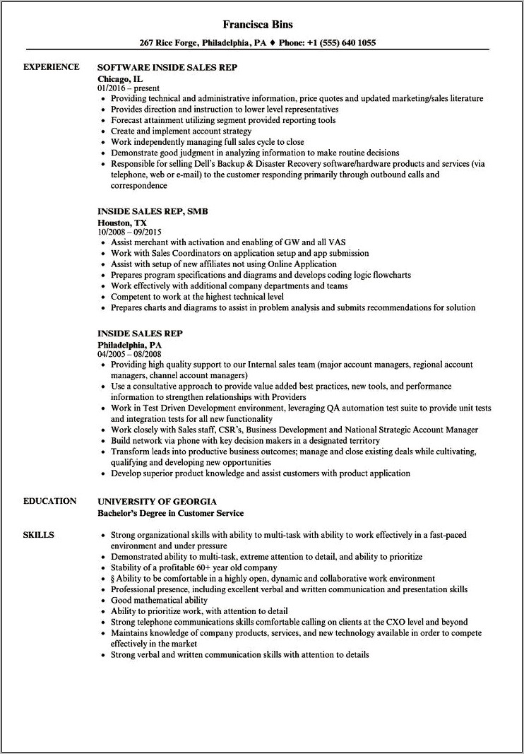 Sales Manager Technical Skills Resume