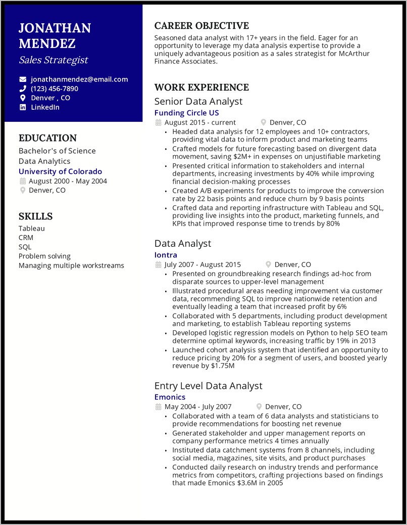 Sales Objective Statement Resume Examples