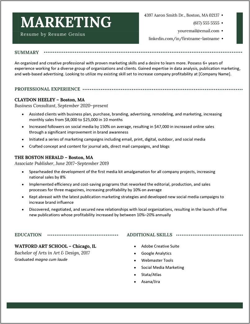 Sales Summary For Resume Samples