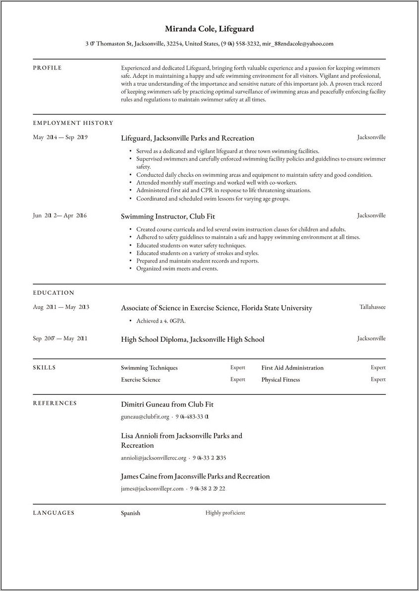 Sample About Me Section Resume
