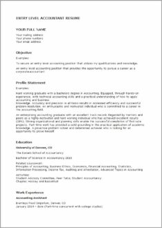Sample Accounting Entry Level Resume