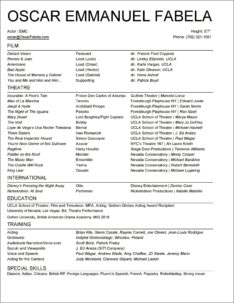 Sample Actor Resume Word Document