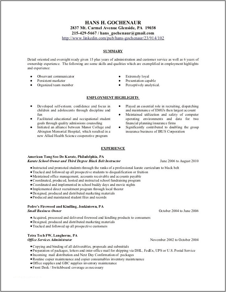 Sample Education Resume Some Experience