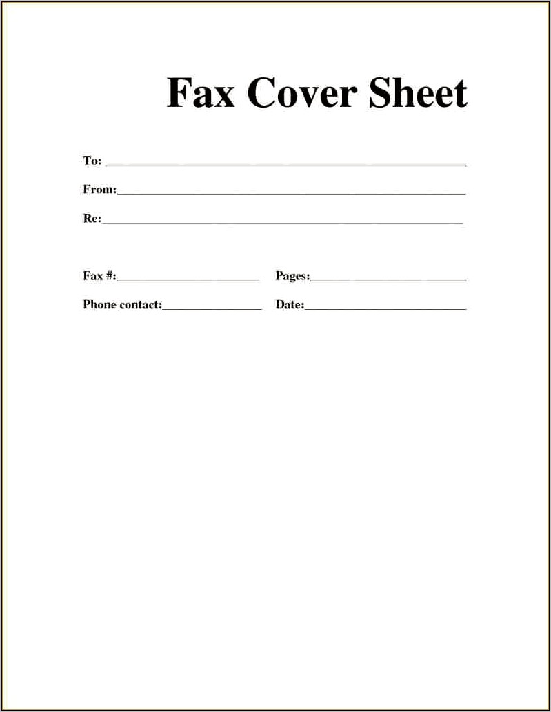 Sample Fax Cover Page Resume