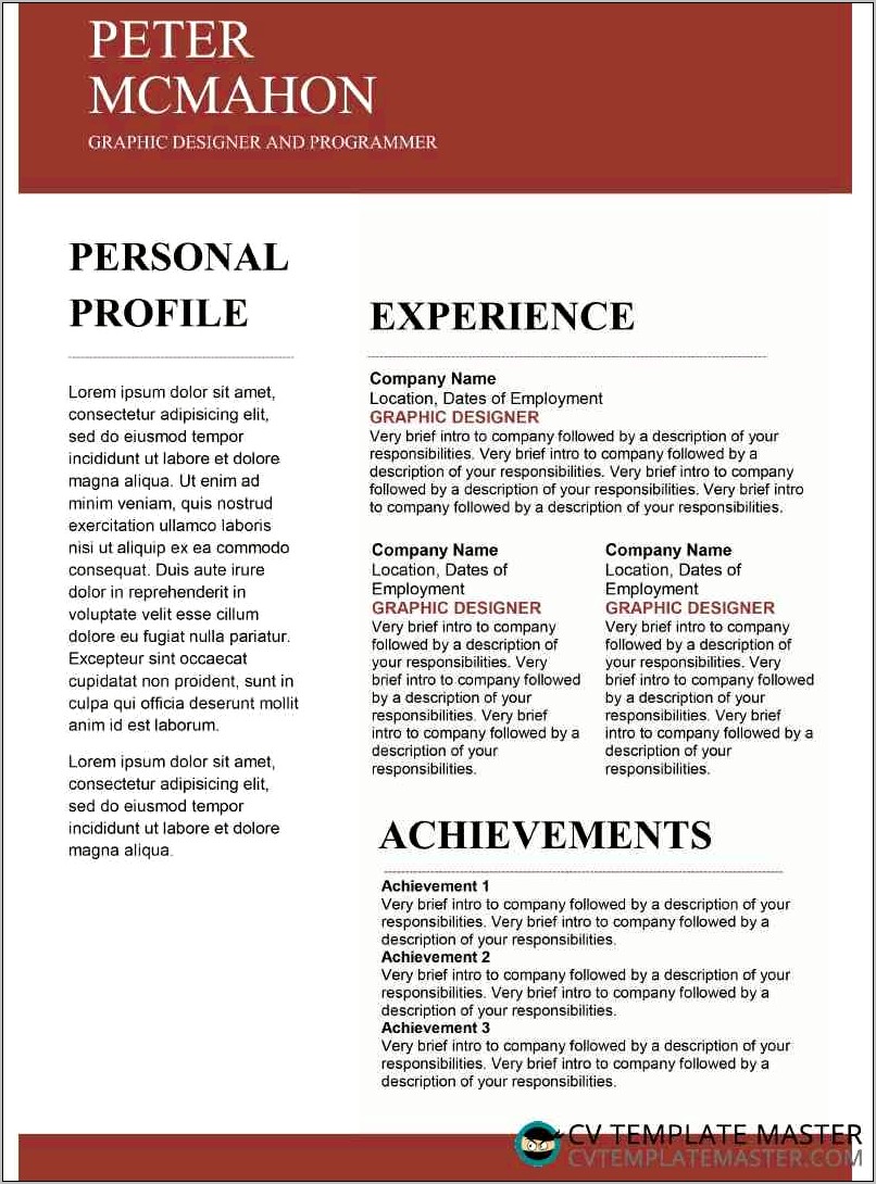 Sample Header Contact For Resume