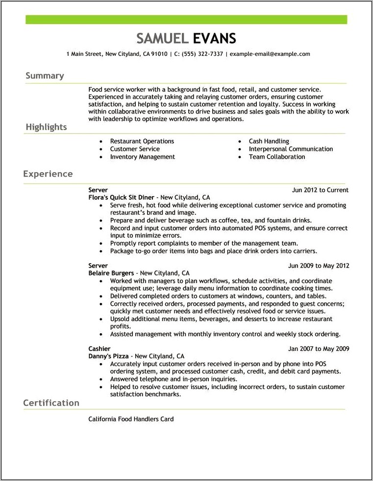 Sample Job Titles On Resume
