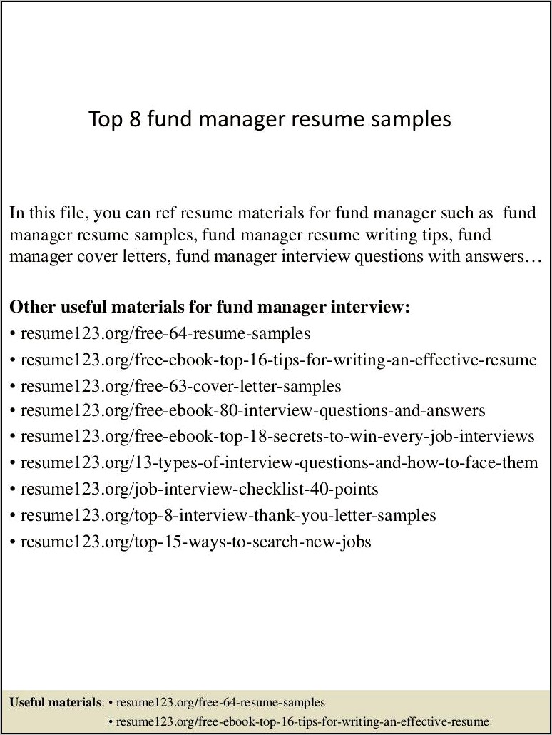 Sample Of Funding Director Resume