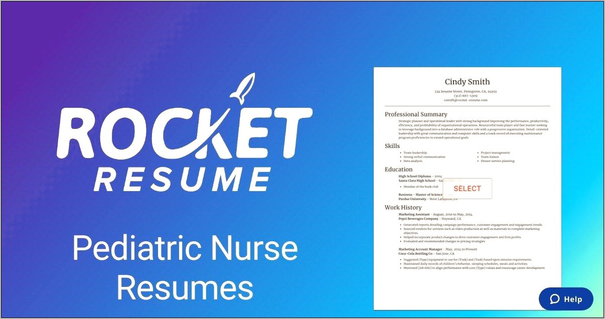 Sample Pediatric Nurse Resume Format