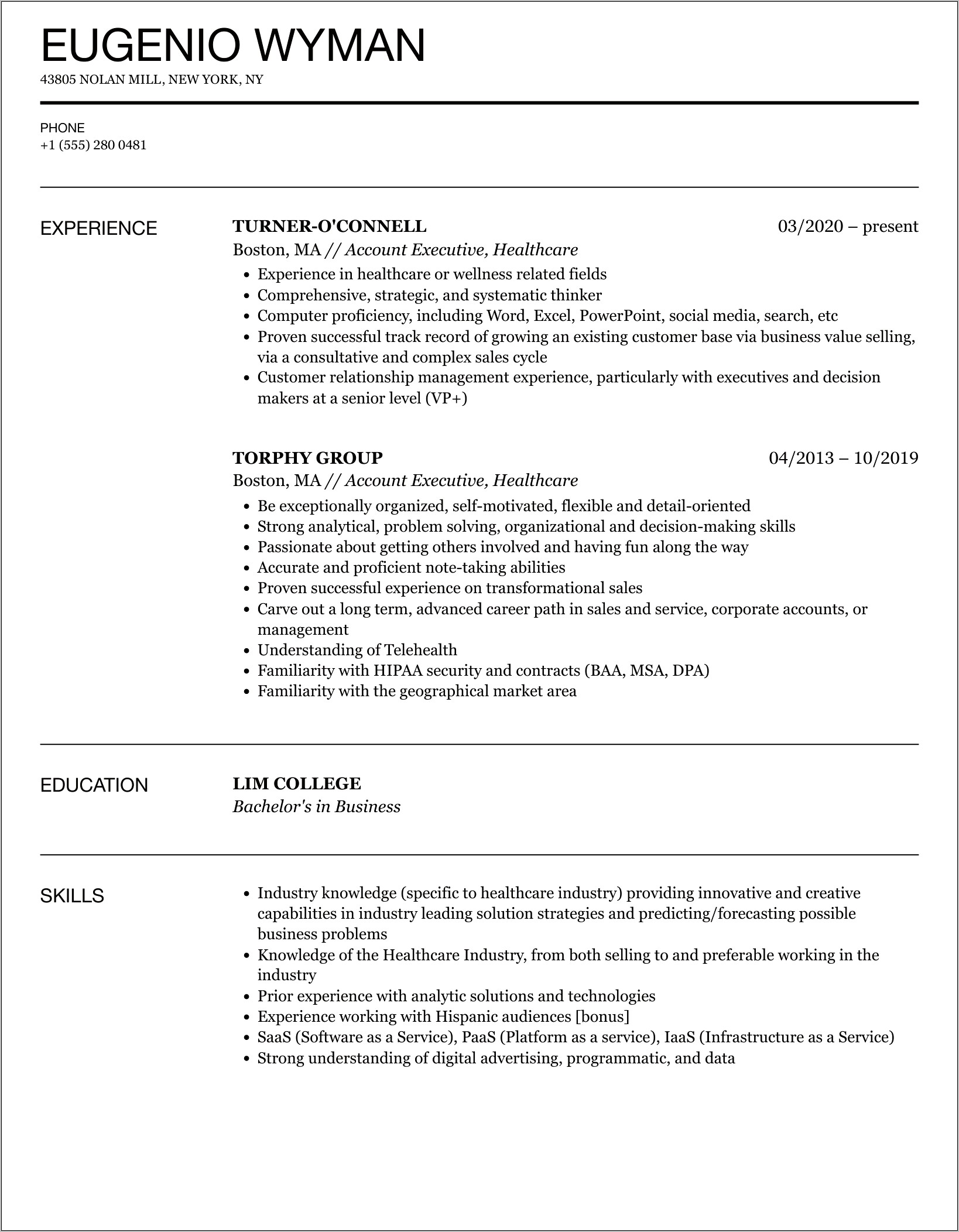 Sample Pharma Advertising Account Resume