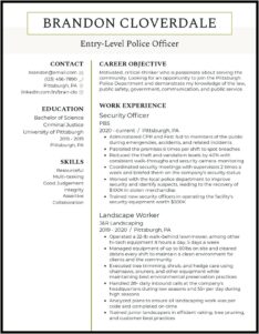 Sample Police Resume No Experience