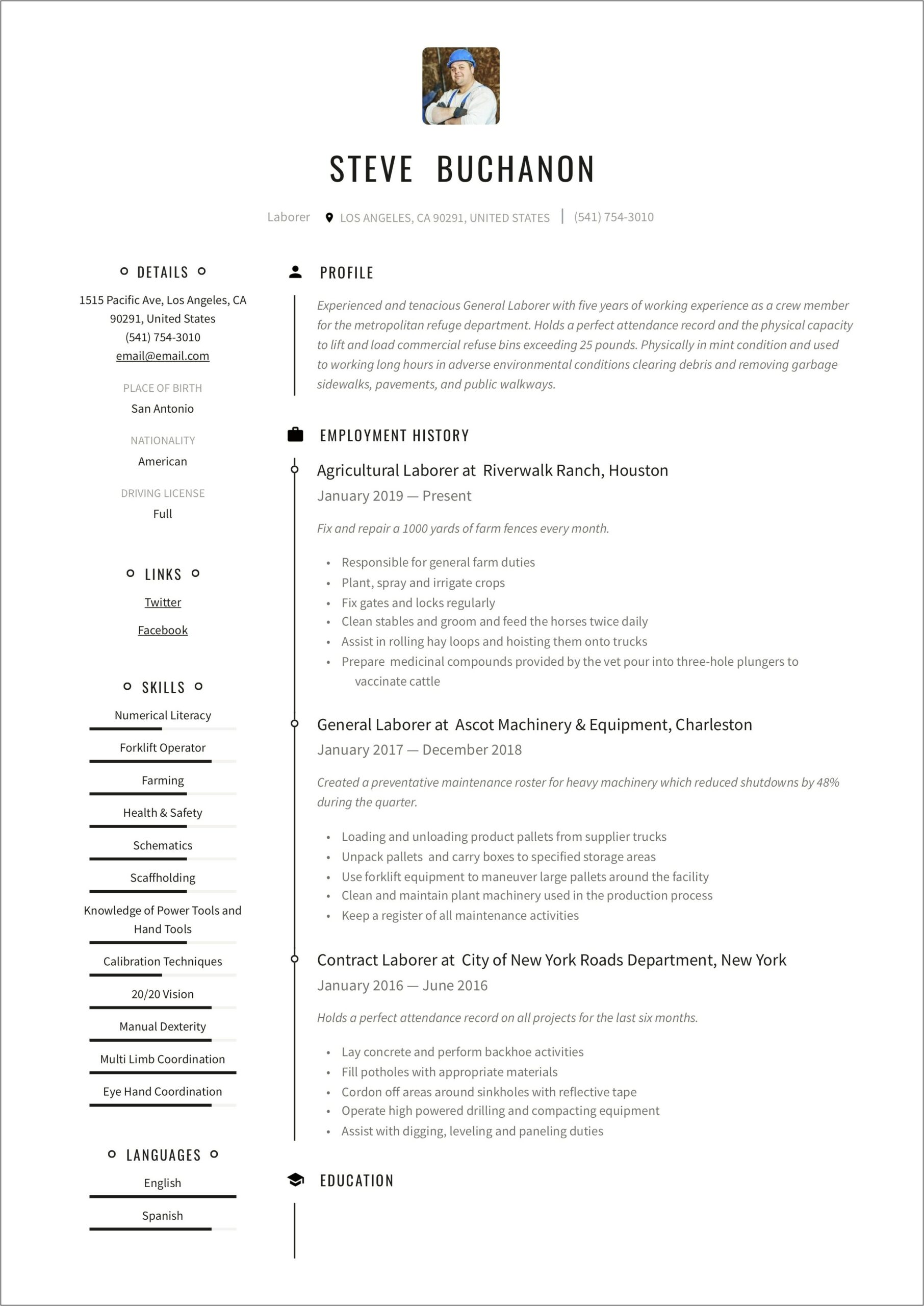 Sample Resume For Agriculture Jobs