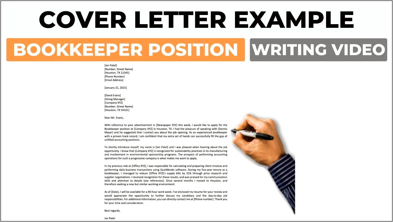 Sample Resume For Bookkeeper Position