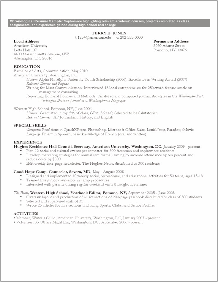 Sample Resume For Business Fraternity