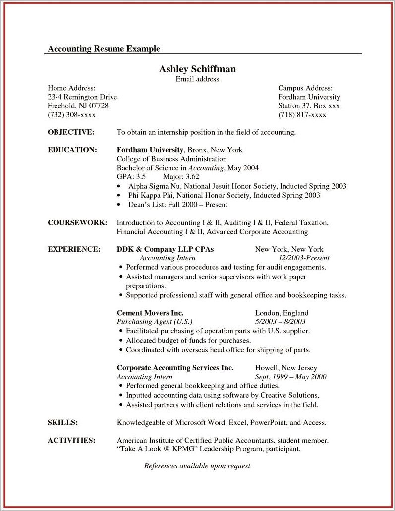 Sample Resume For Canada Immigration