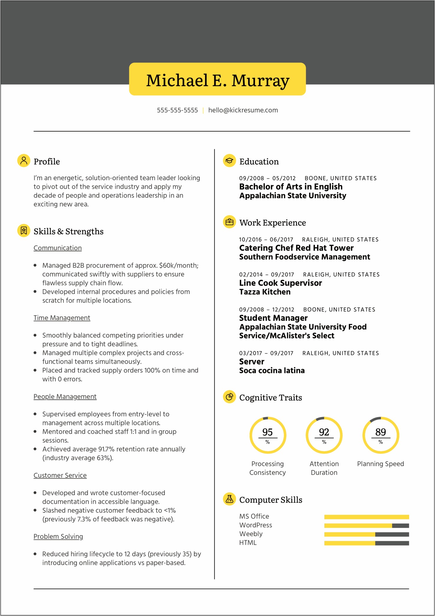 Sample Resume For Catering Chef