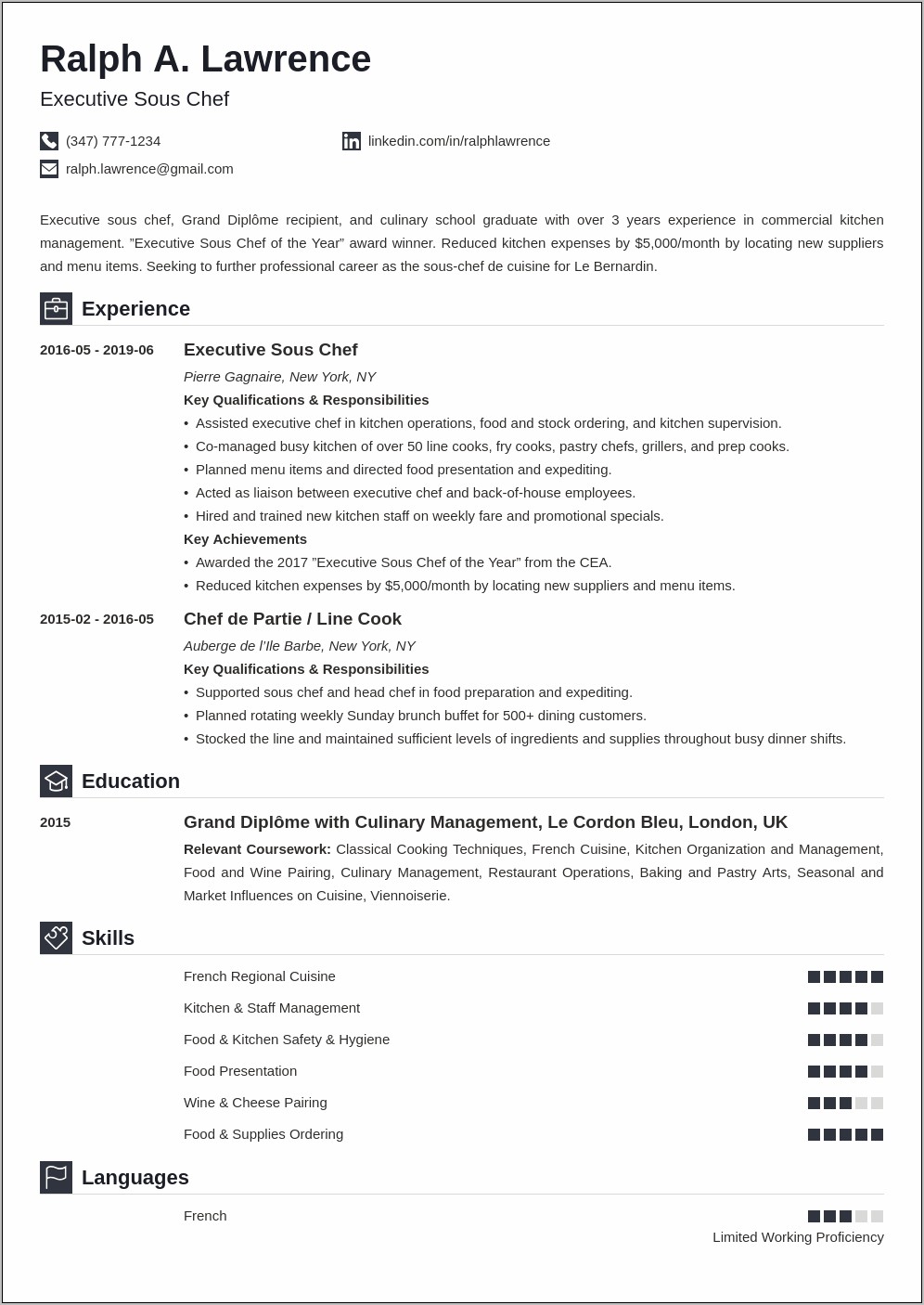 Sample Resume For Chef Assistant