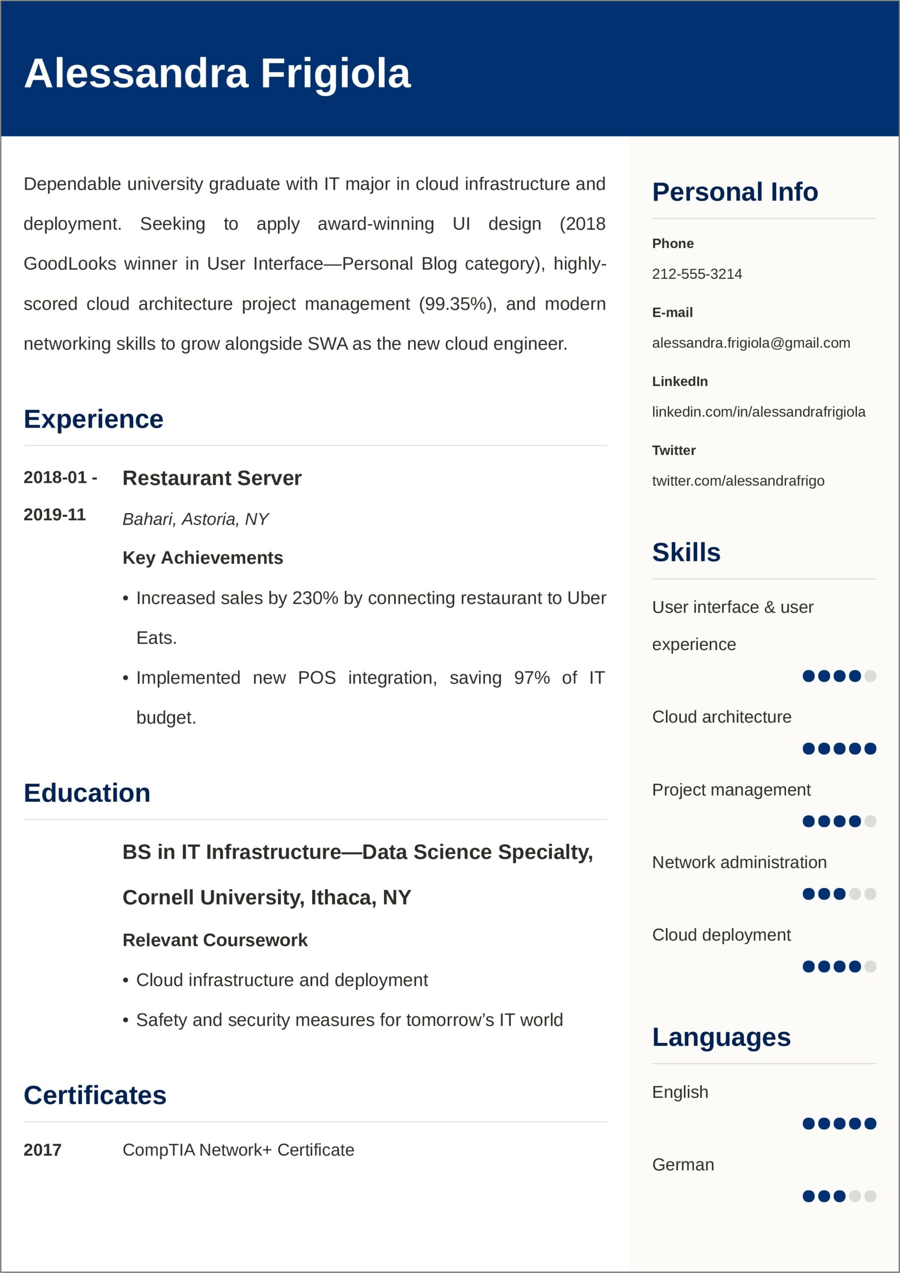 Sample Resume For Chemistry Internship