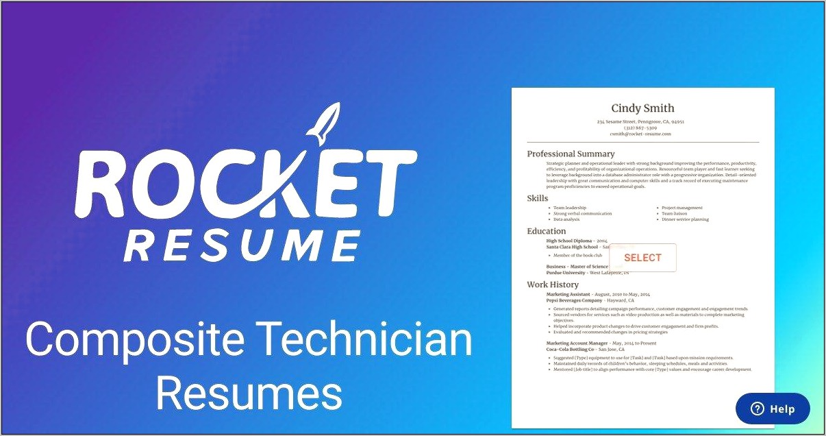 Sample Resume For Composite Technician