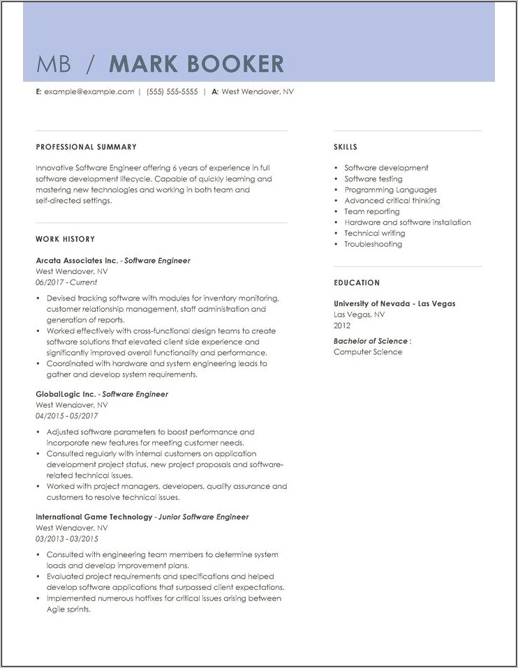 Sample Resume For Current Job