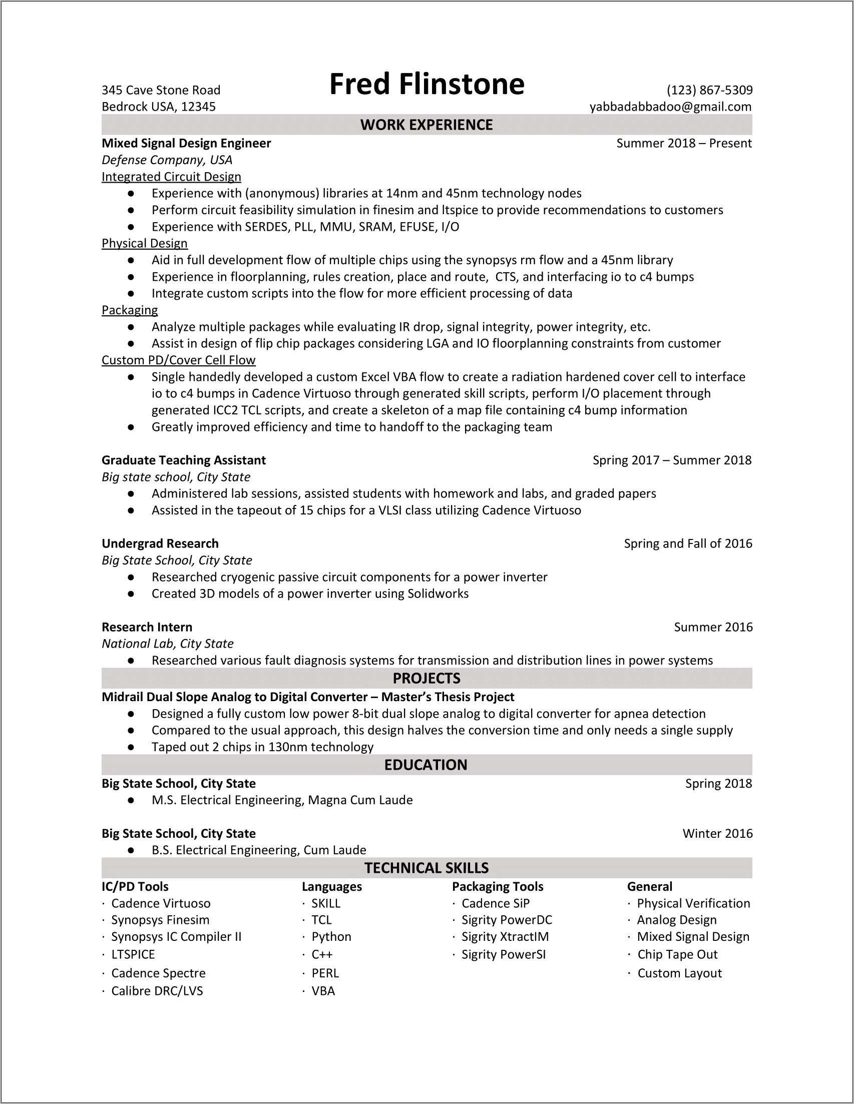Sample Resume For Ece Experienced