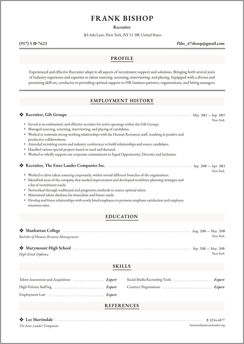 Sample Resume For Healthcare Recruiter