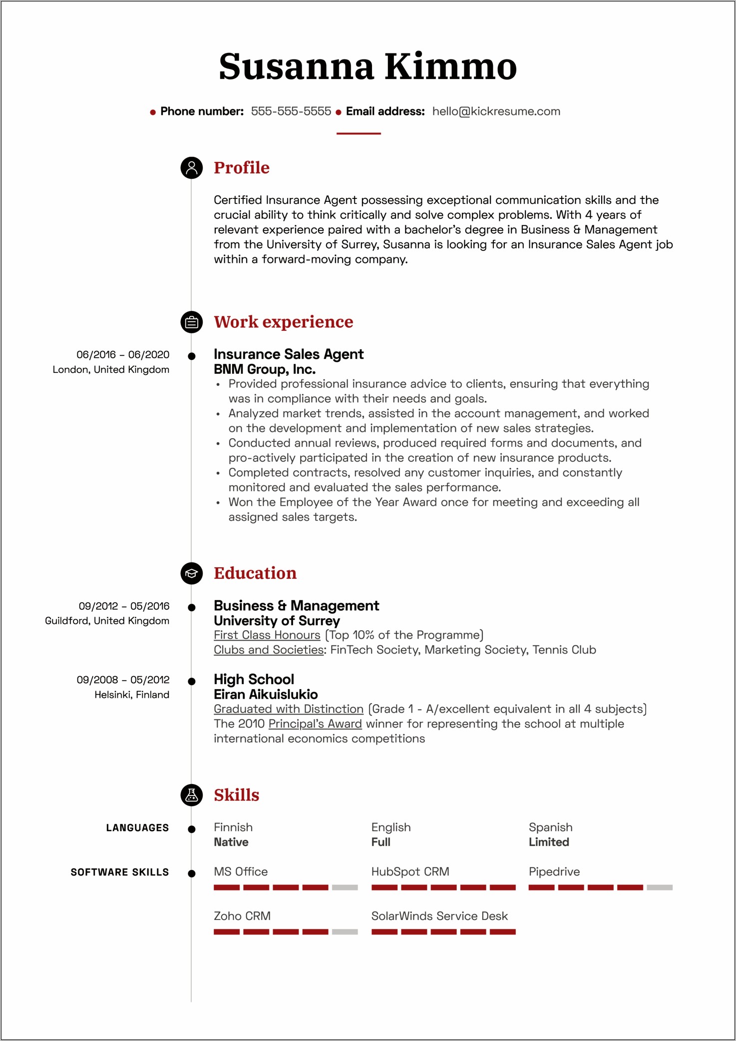 Sample Resume For Insurance Rep