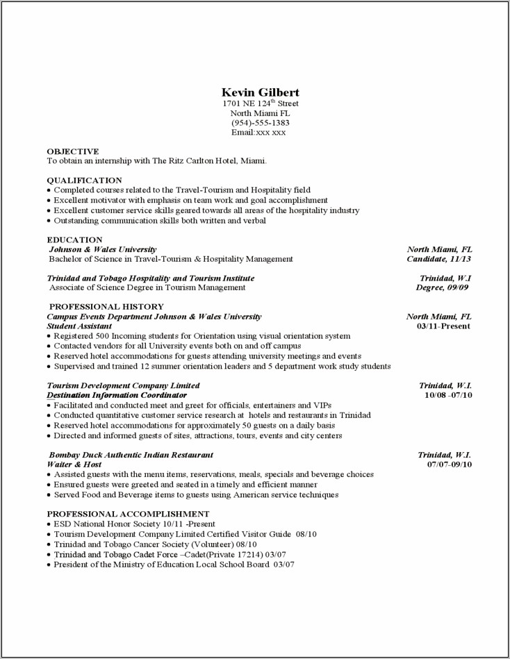 Sample Resume For Opt Students