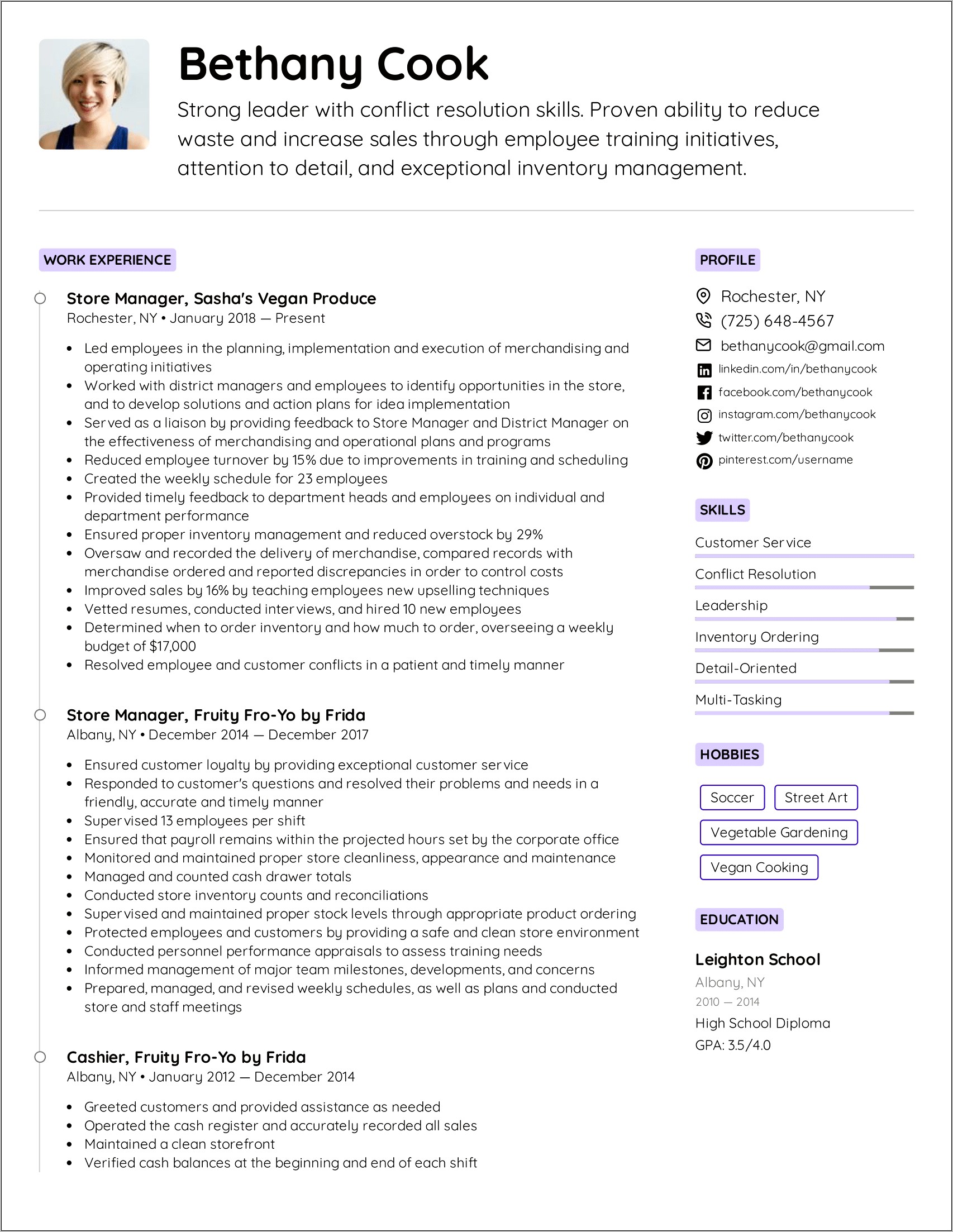 Sample Resume For Retail Stores