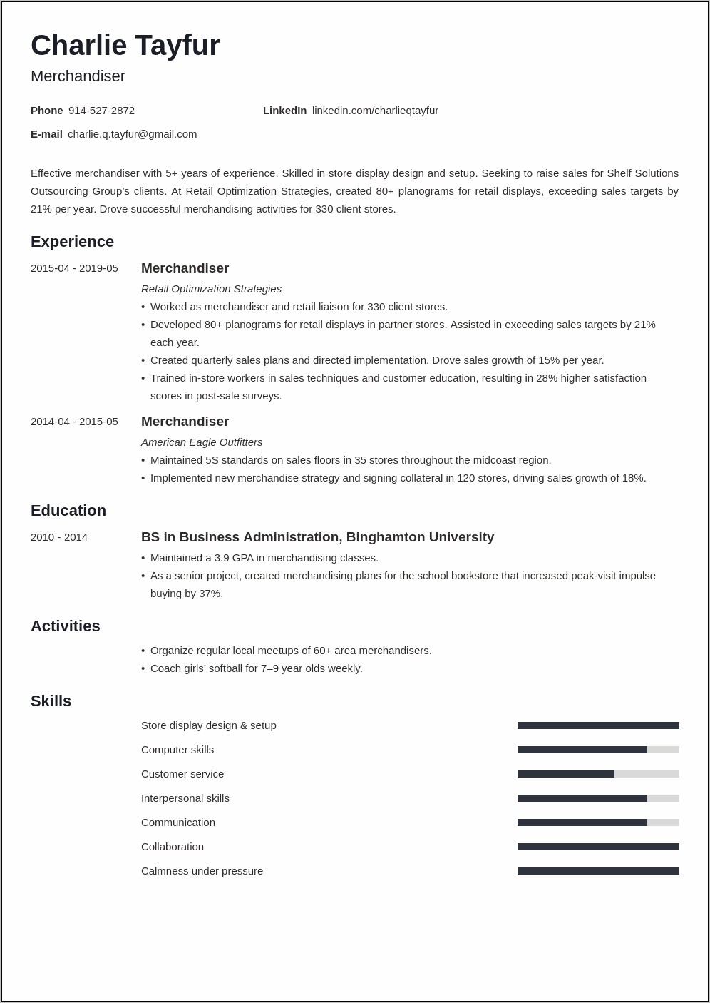 Sample Resume For Textile Worker