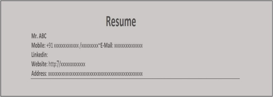 Sample Resume Format For Freshers