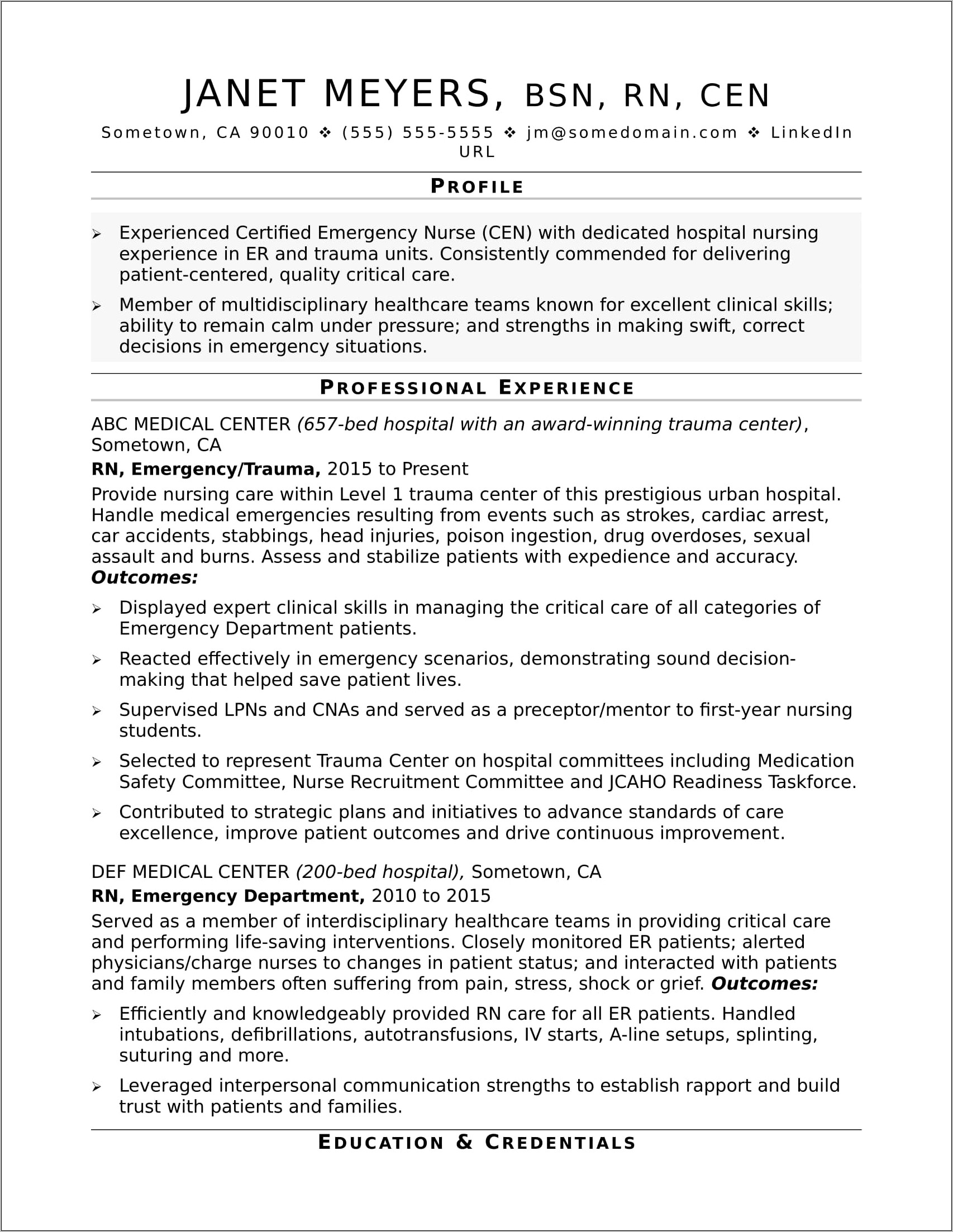 Sample Resume Format For Rn