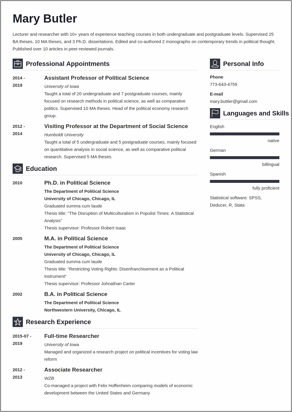 Sample Resume Of Economic Lecturer