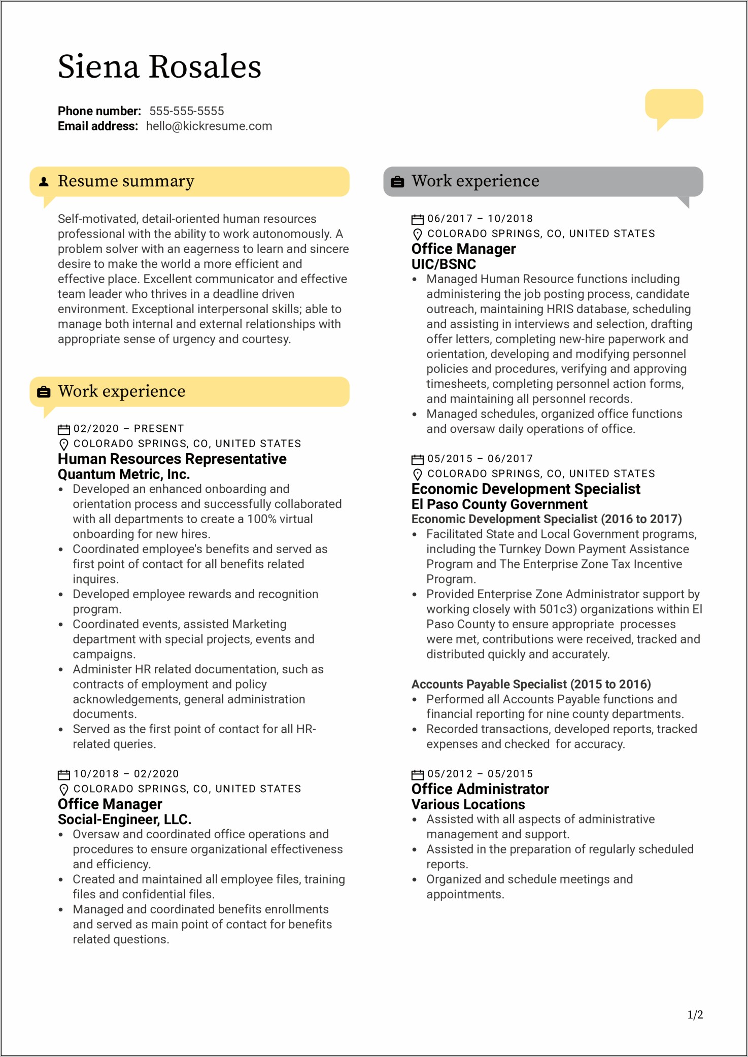 Sample Resume Office Manager Position