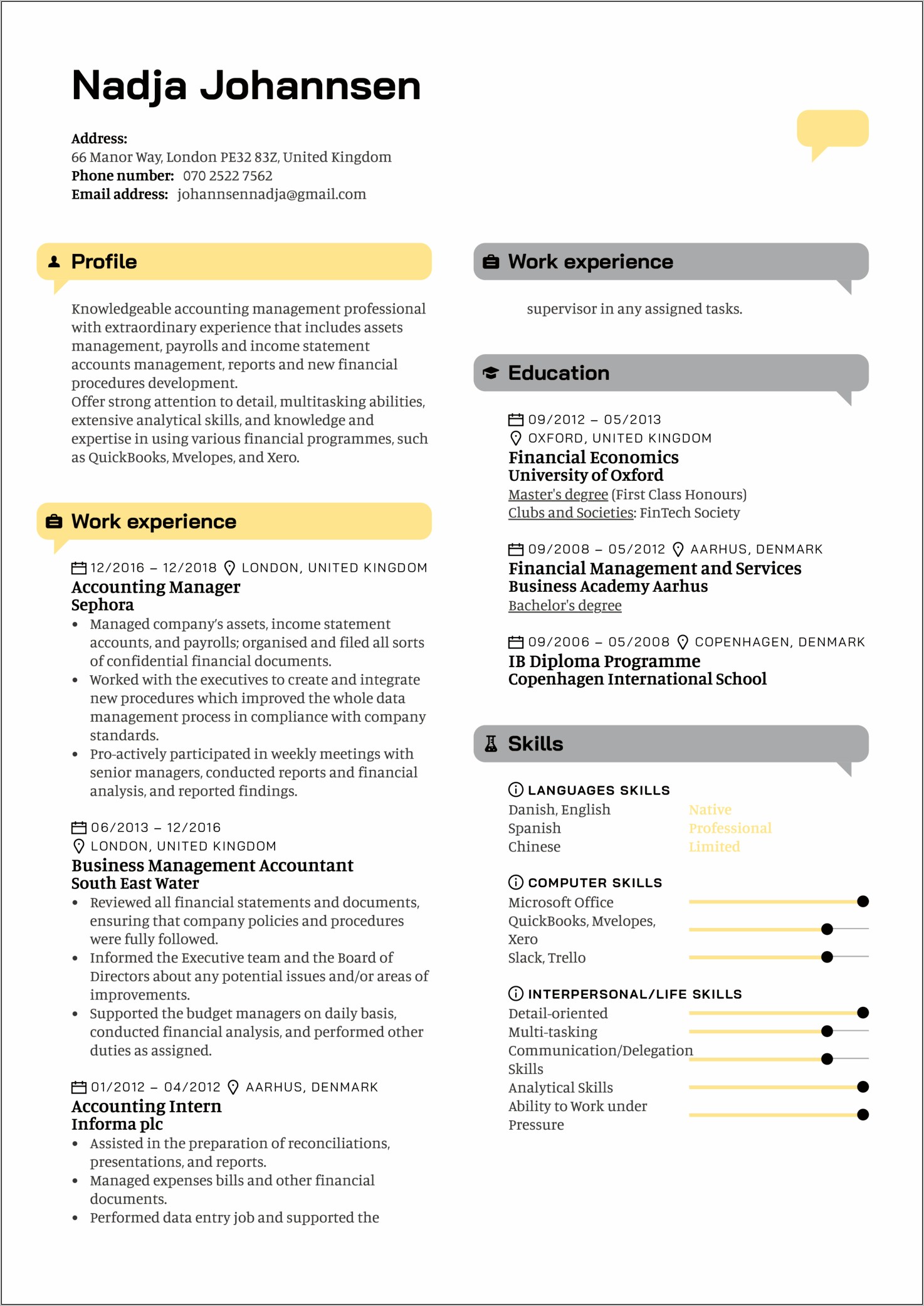 Sample Resume Senior Finance Position