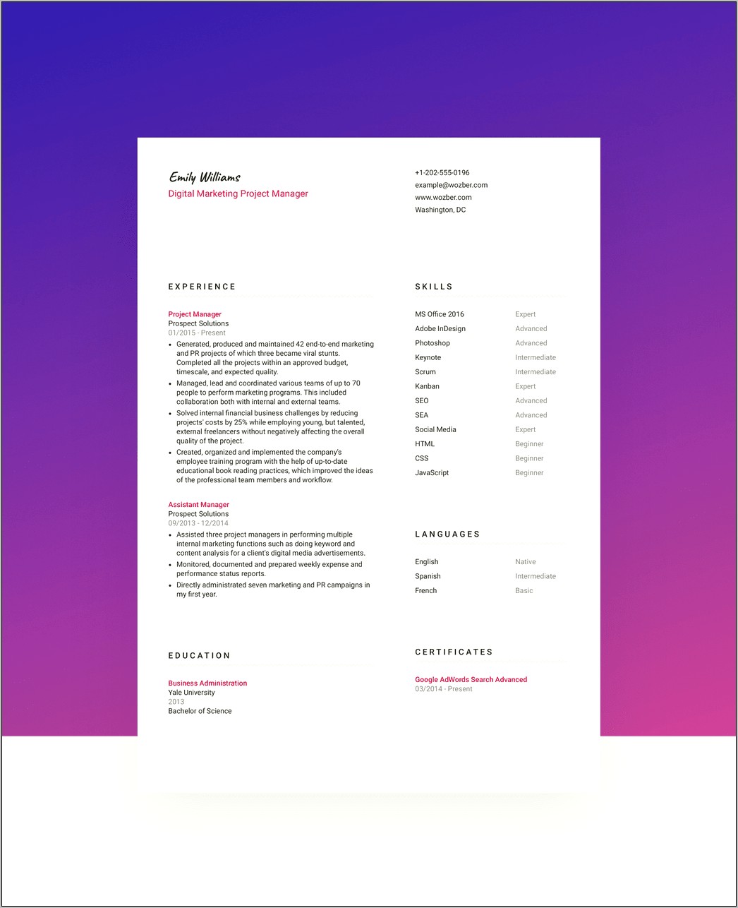 Sample Resume Site Pinterest.com