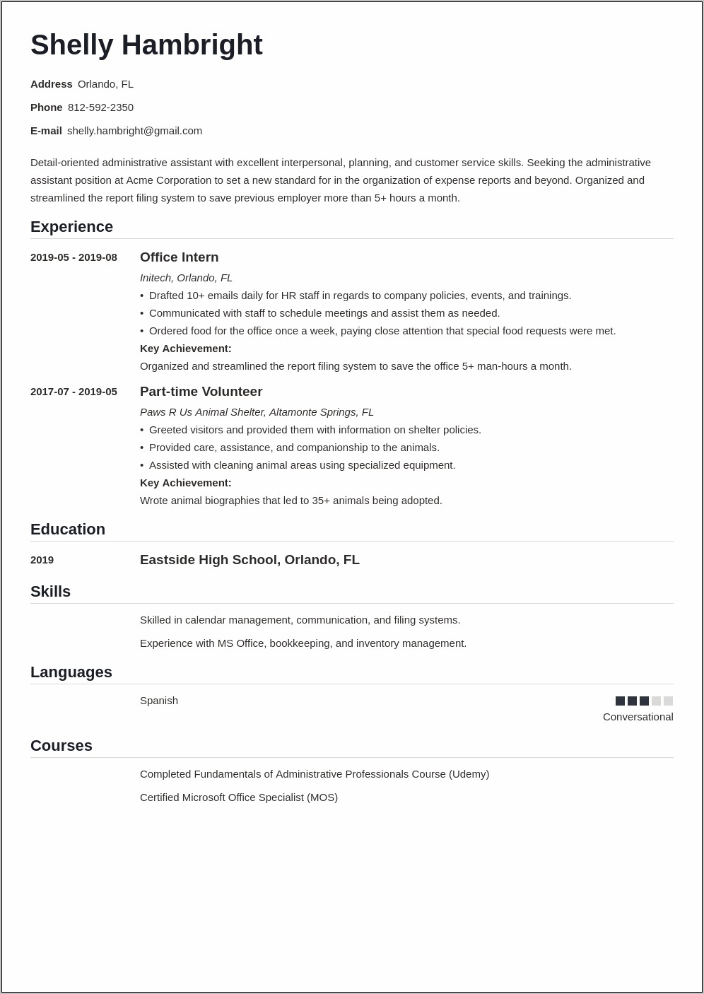 Sample Resume Student Assistant Position
