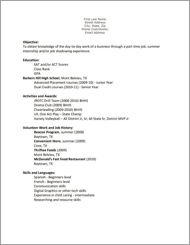 Sample Resume Work From Home