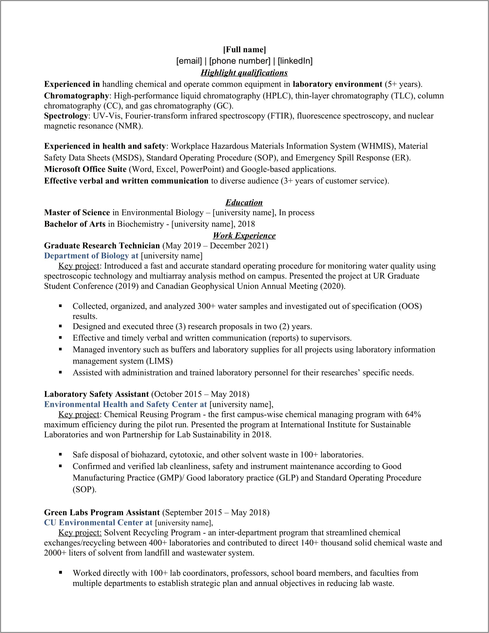Sample Summary Statements Resume Workshop