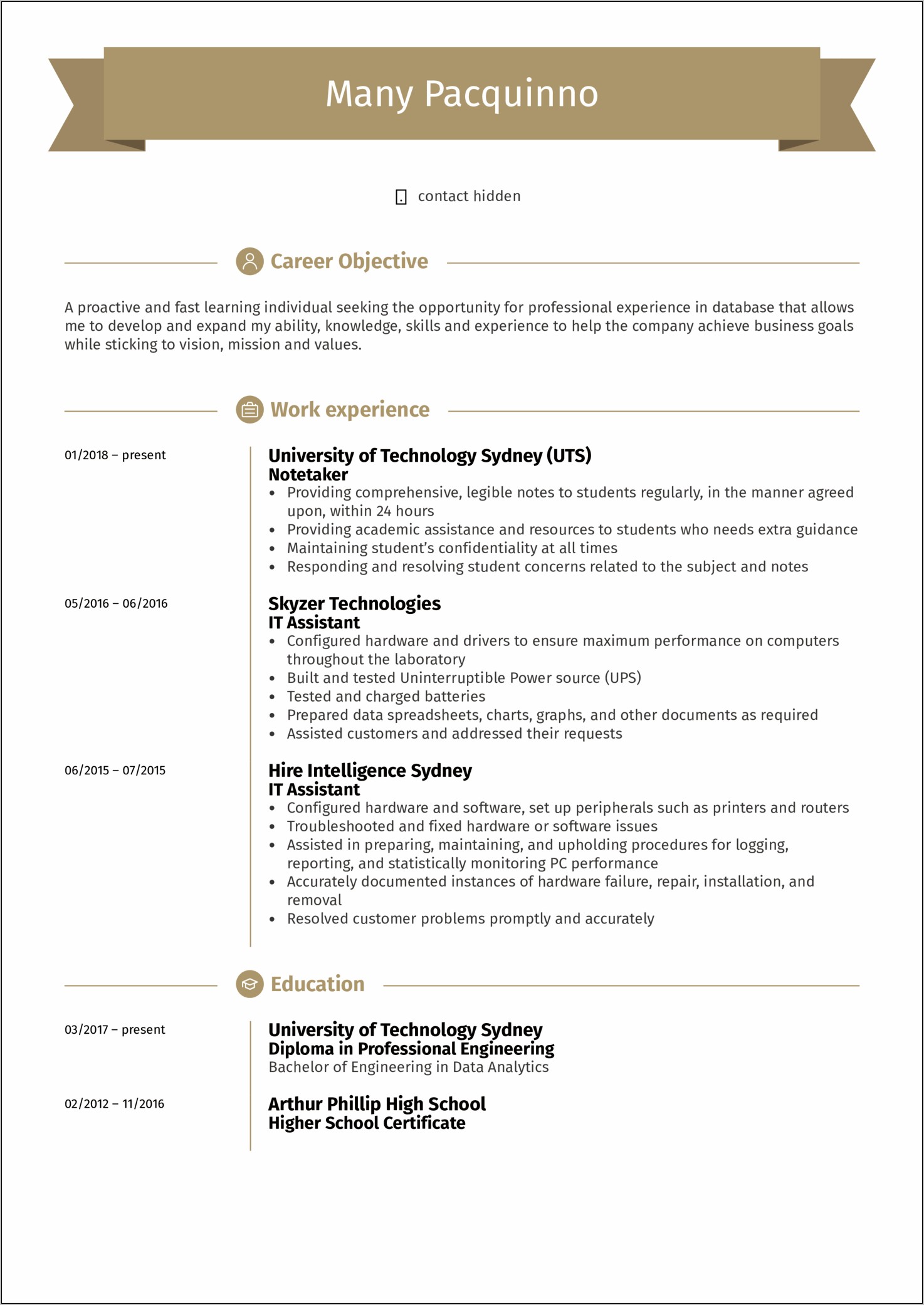 Sample Work Objectives For Resume