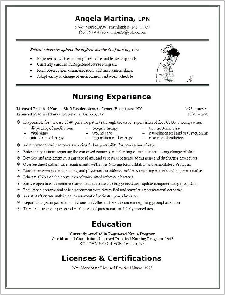 Samples Of Nursing Assistant Resume