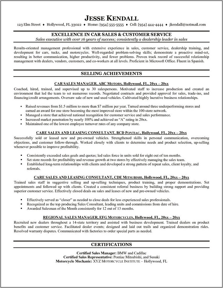 Samples Of Objections For Resume