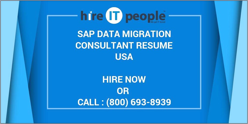 Sap Data Migration Resume Sample