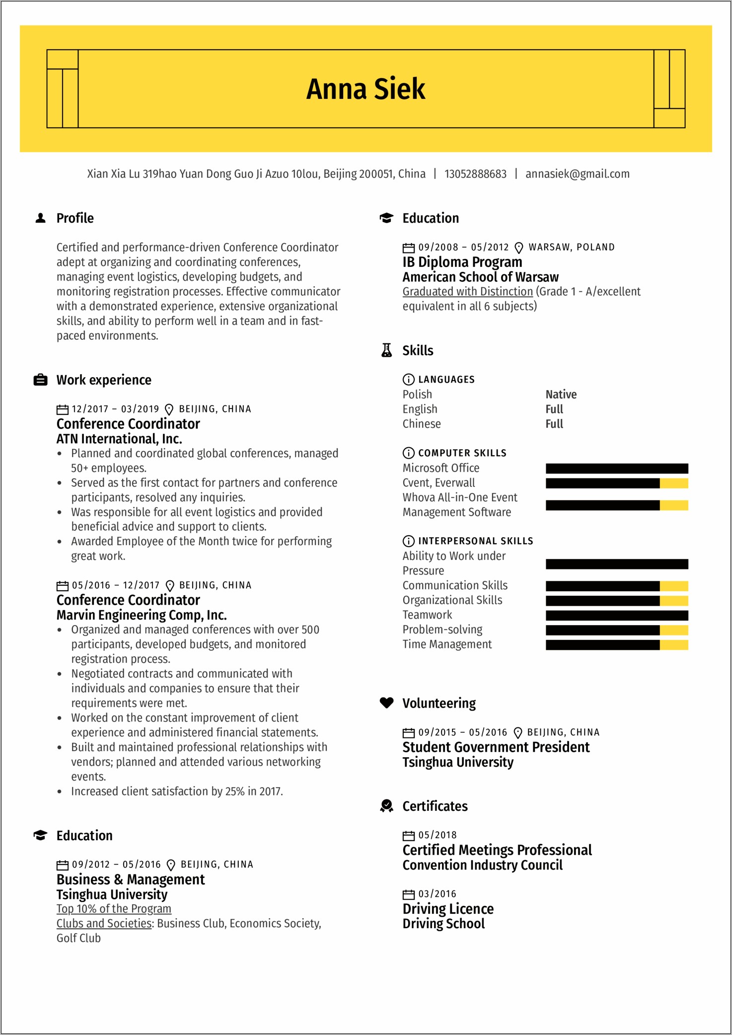School Monitor Job Sample Resume