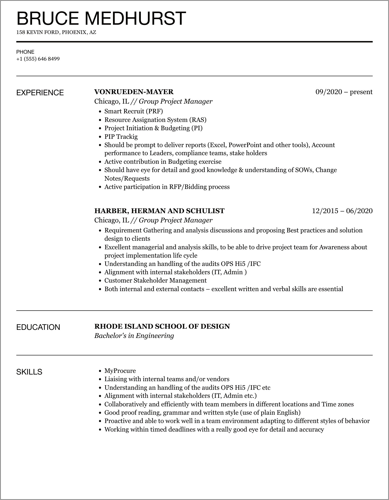 School Projects On Resume Examples