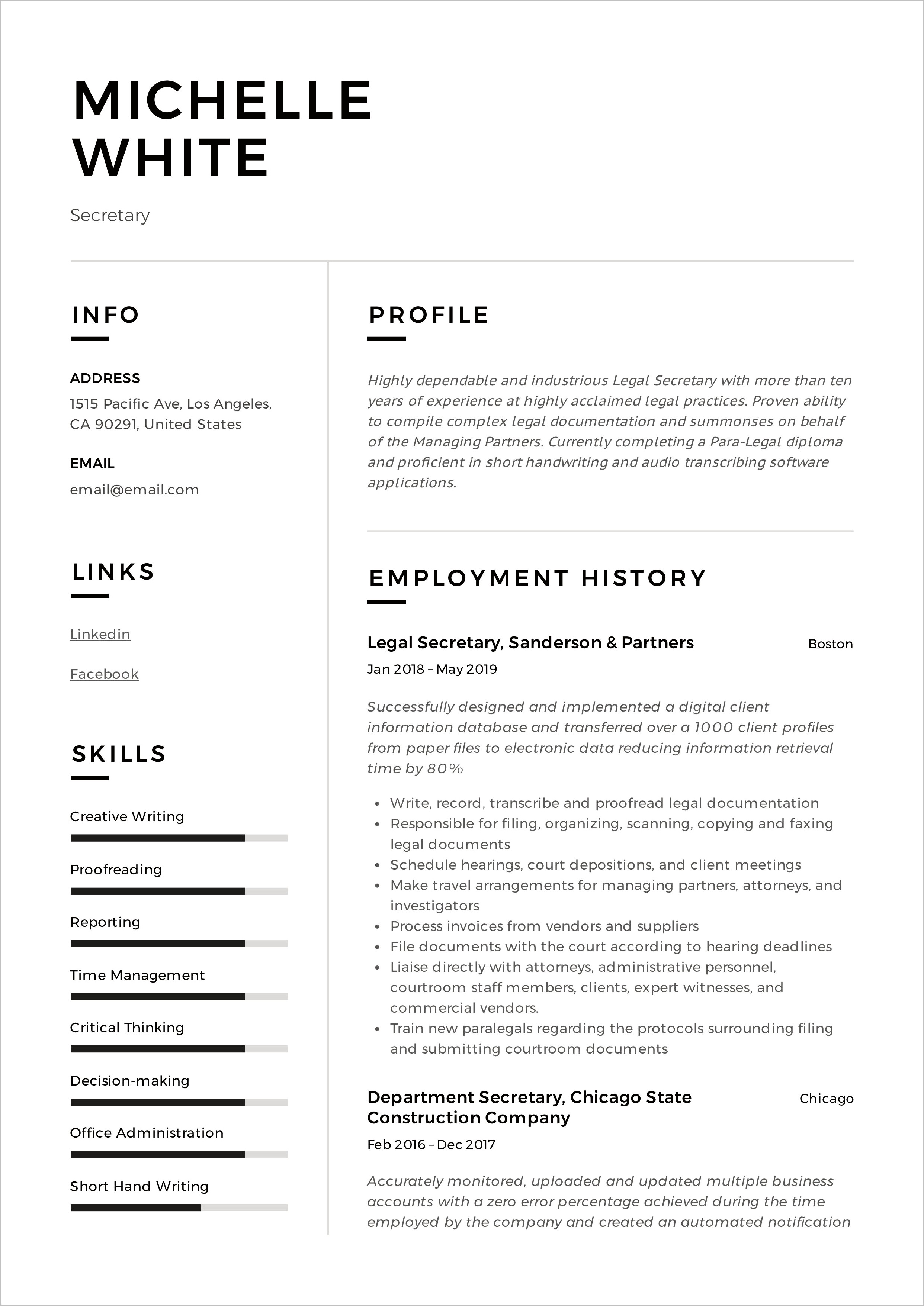 Secretarial Assistant 1 Resume Objectives